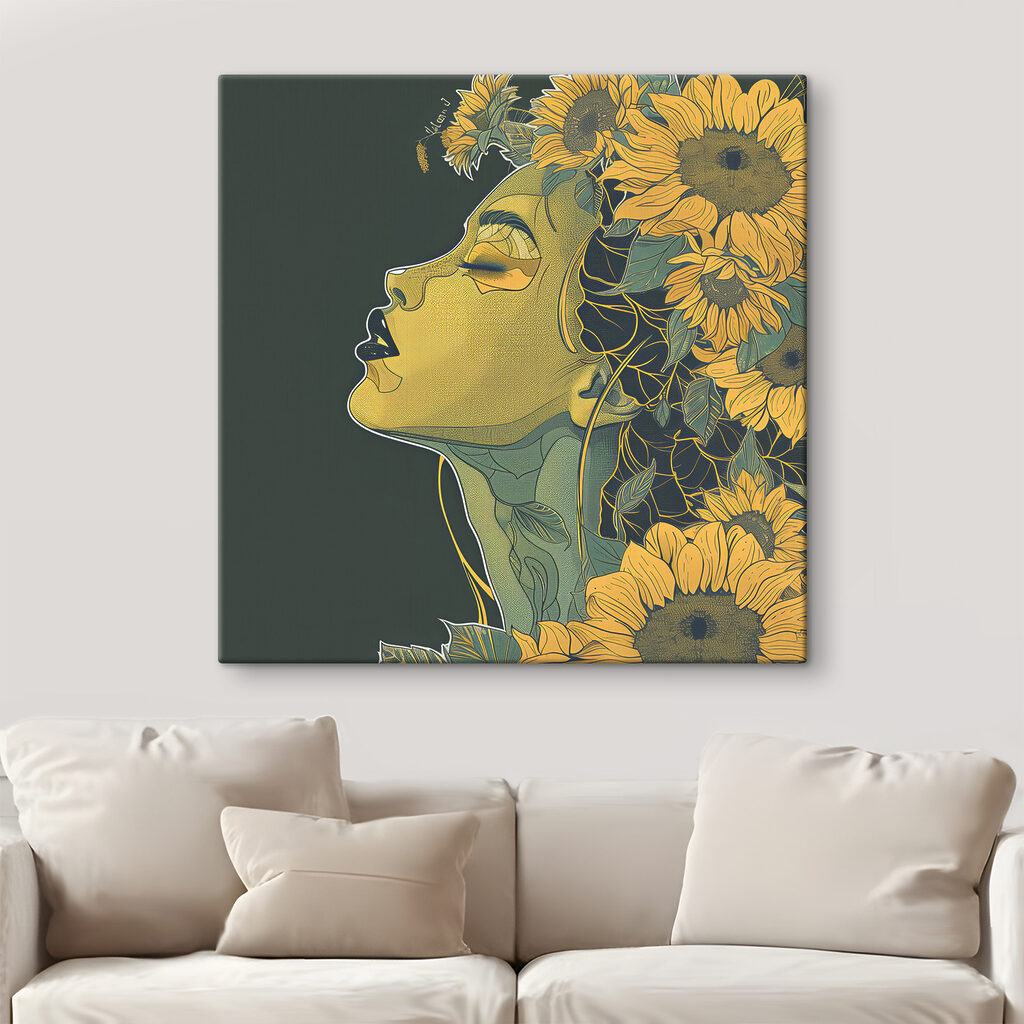 A woman with her eyes closed and flowers in her hair A woman with her eyes closed and flowers in her hair