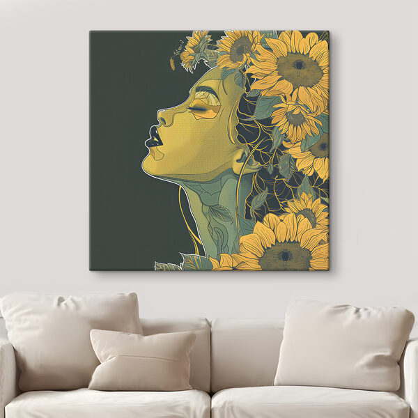 A woman with her eyes closed and flowers in her hair A woman with her eyes closed and flowers in her hair