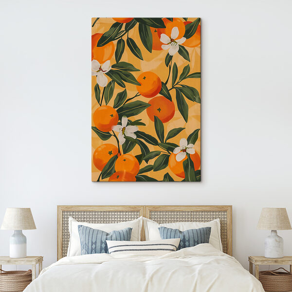 A pattern of oranges and white flowers A pattern of oranges and white flowers