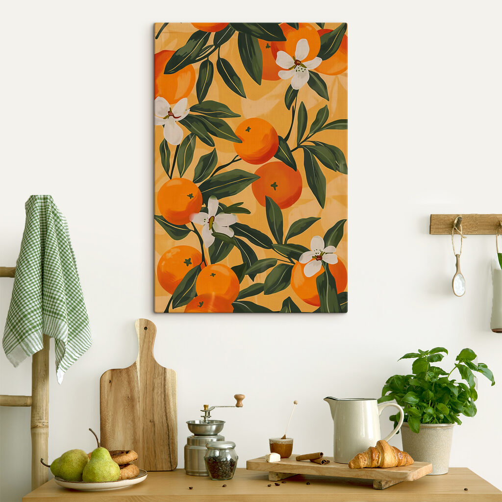 A pattern of oranges and white flowers A pattern of oranges and white flowers