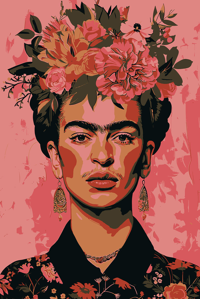 A woman with flowers on her head