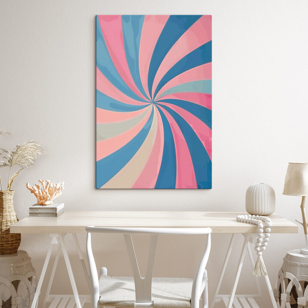 A blue and pink swirly background