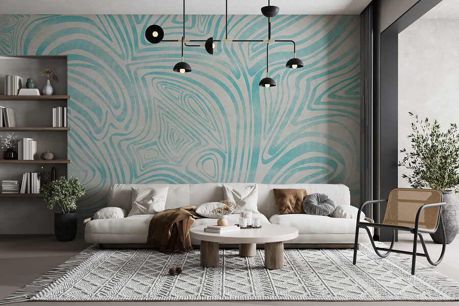 Un estampado azul y blanco