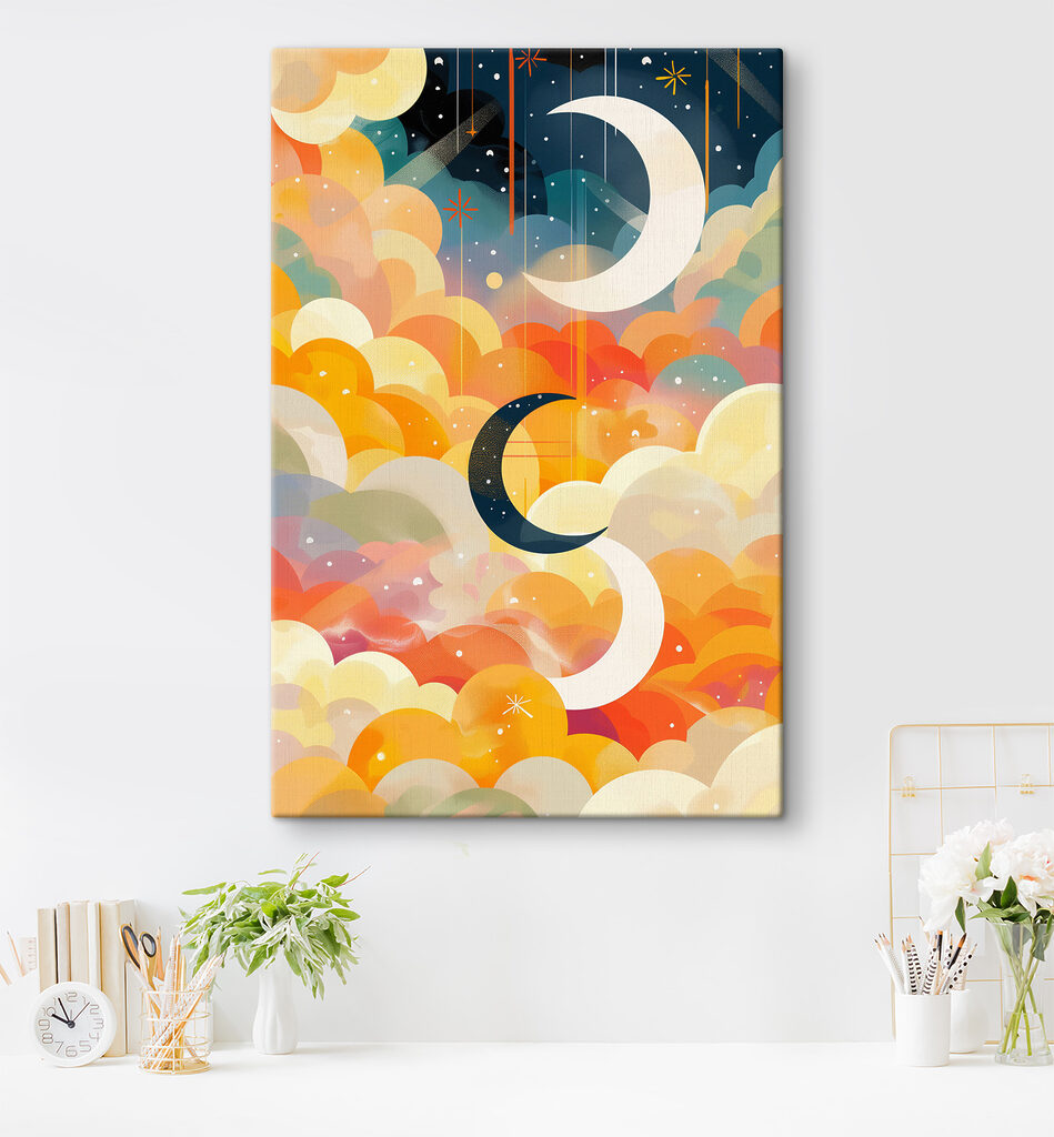A colorful clouds and moon