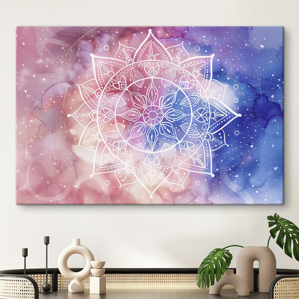 A white mandala on a colorful background A white mandala on a colorful background