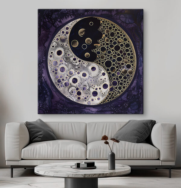 Cuadros Un símbolo del yin y el yang sobre un fondo morado (SKU: s38535) Cuadros Cuadros Un símbolo del yin y el yang sobre un fondo morado (SKU: s38535)