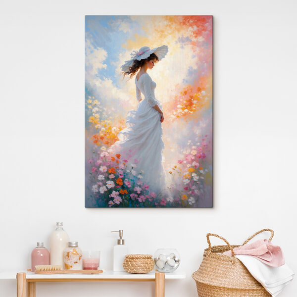 A woman in a white dress and hat A woman in a white dress and hat