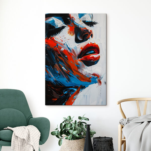 A painting of a woman's face A painting of a woman's face