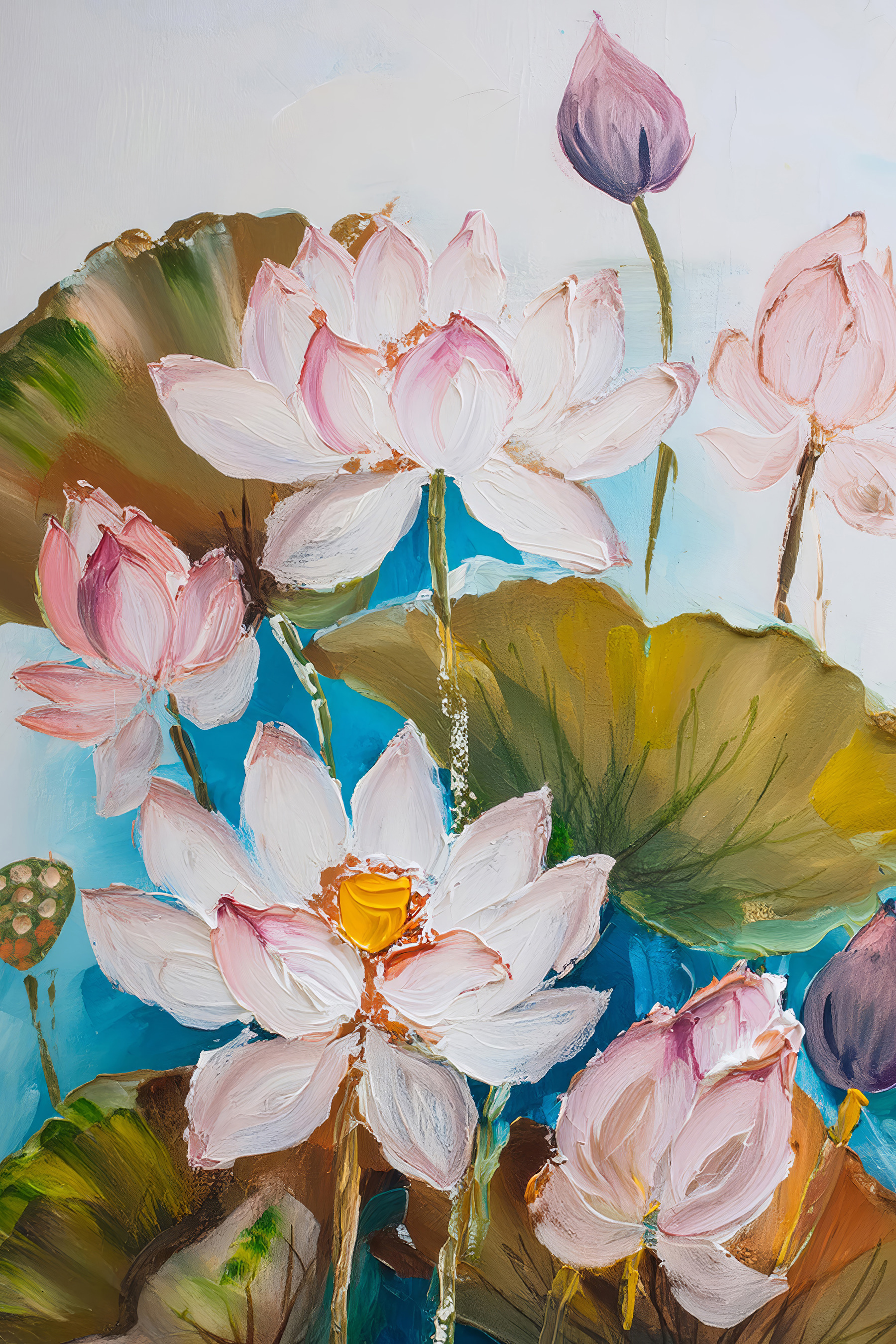 A painting of flowers and leaves A painting of flowers and leaves