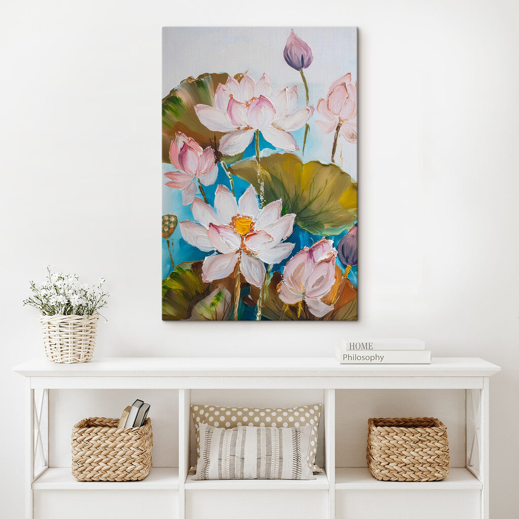 A painting of flowers and leaves A painting of flowers and leaves