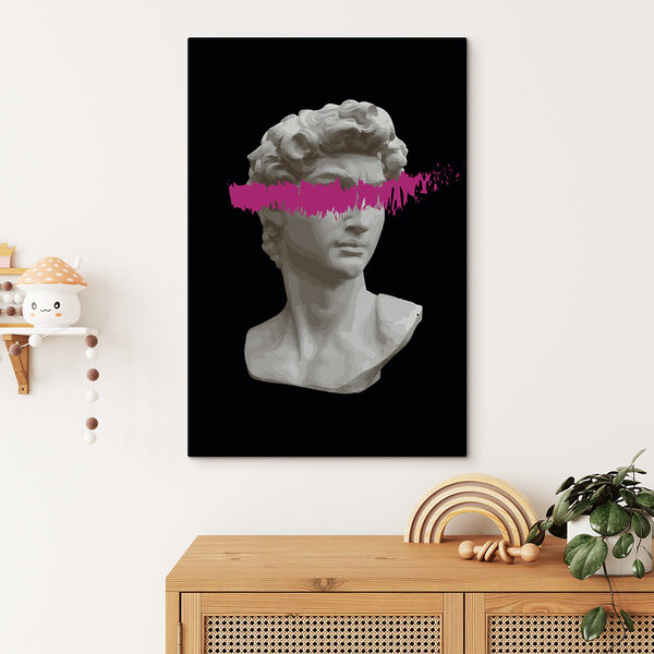 Cuadros Cuadros Una estatua de un hombre con una línea rosa (SKU: s38560)
