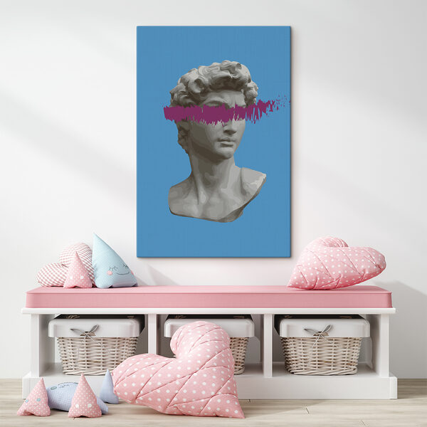 Cuadros Una estatua de un hombre con una línea morada (SKU: s38560v3) Cuadros Cuadros Una estatua de un hombre con una línea morada (SKU: s38560v3)