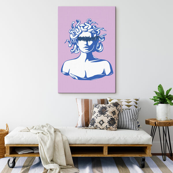 A drawing of a head of a woman with snakes