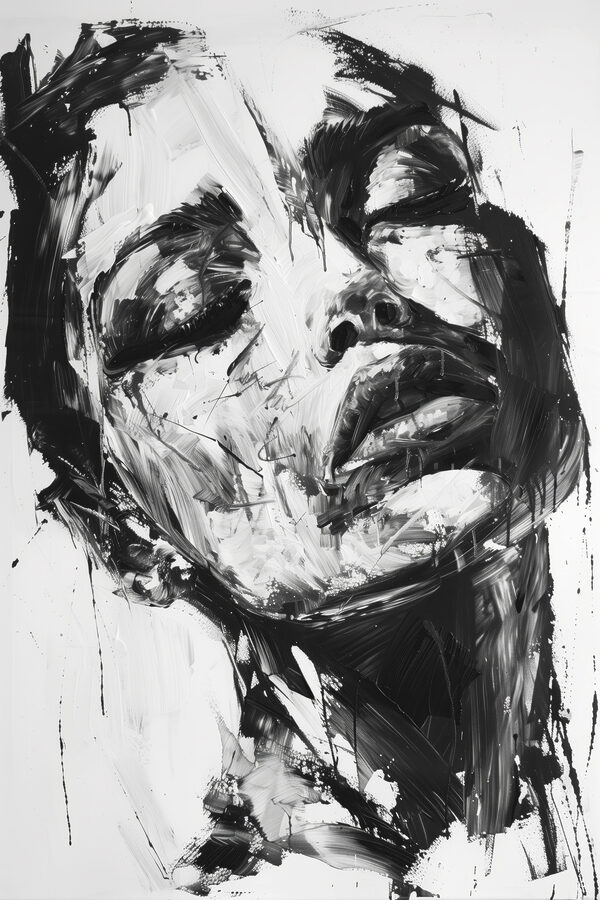 A painting of a woman's face A painting of a woman's face