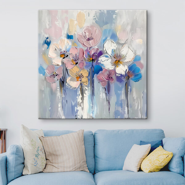 A painting of flowers on a white background A painting of flowers on a white background