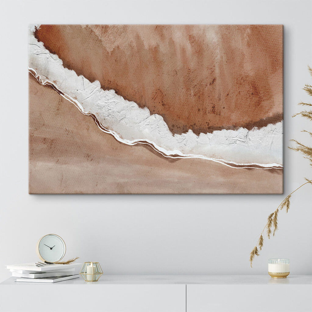 A watercolor painting of a beach
