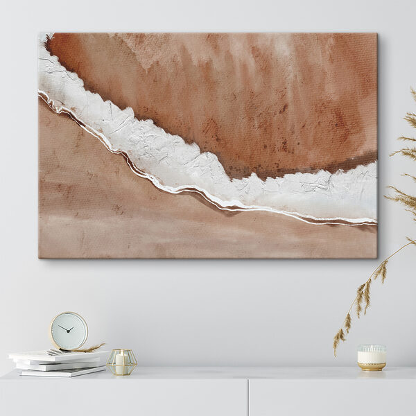 A watercolor painting of a beach