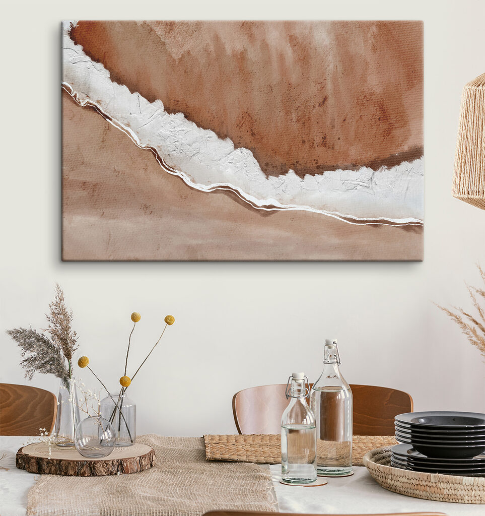 A watercolor painting of a beach