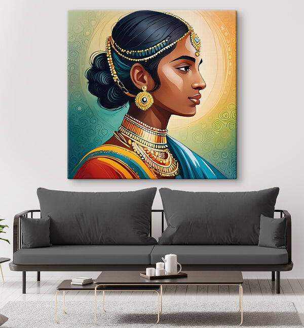 A woman with a necklace and earrings A woman with a necklace and earrings