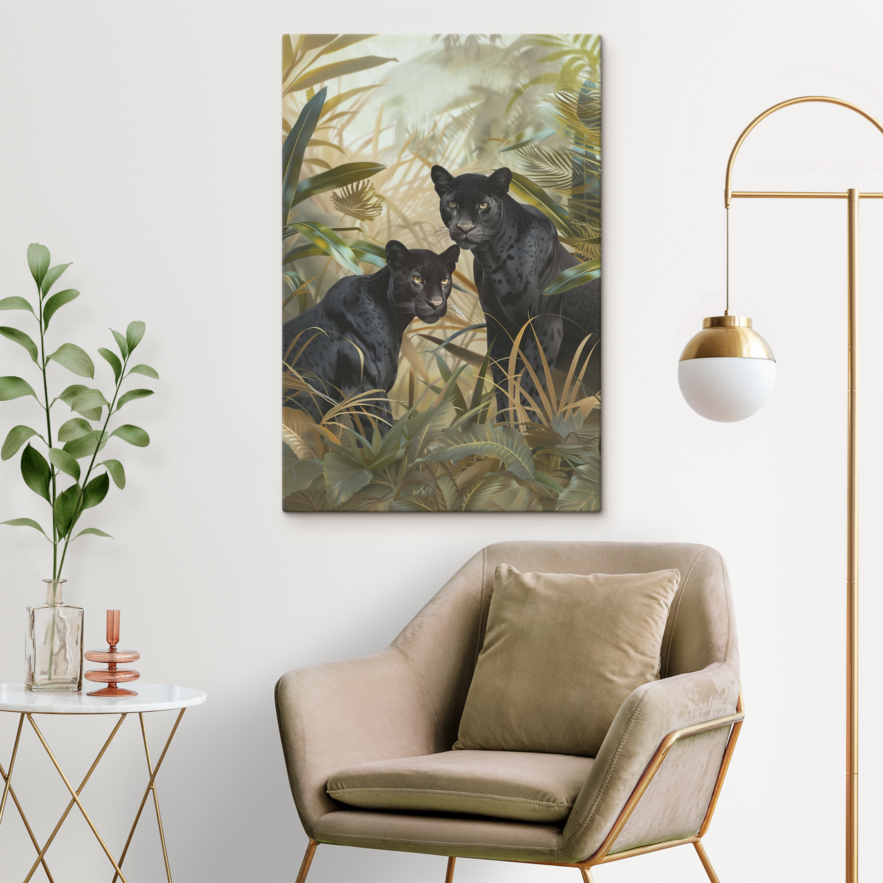 Two black tigers in the jungle Two black tigers in the jungle