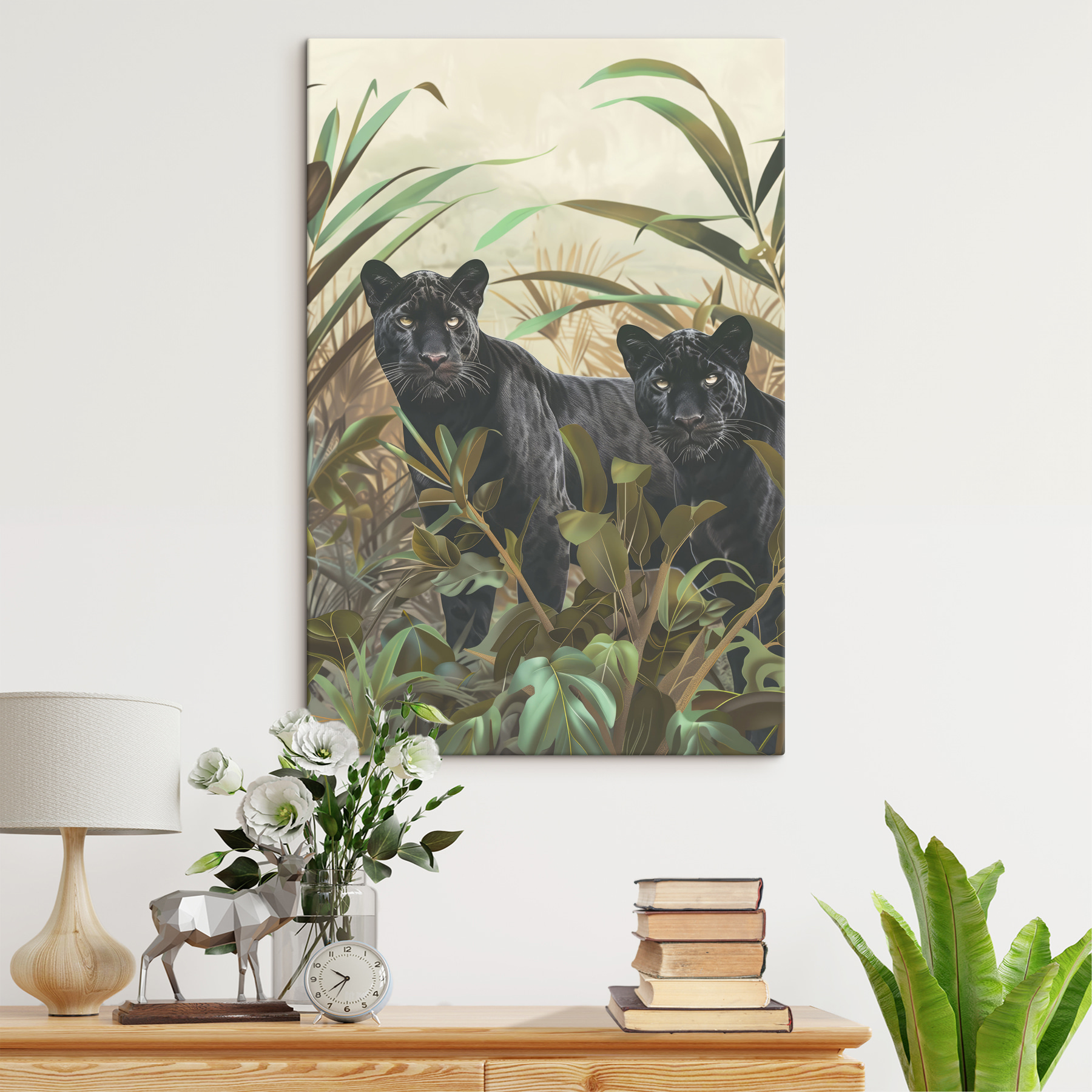 Two black tigers in the jungle Two black tigers in the jungle
