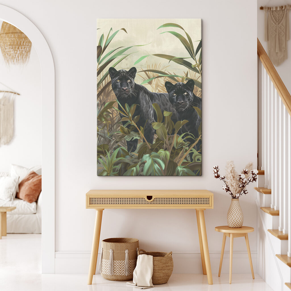 Two black tigers in the jungle Two black tigers in the jungle