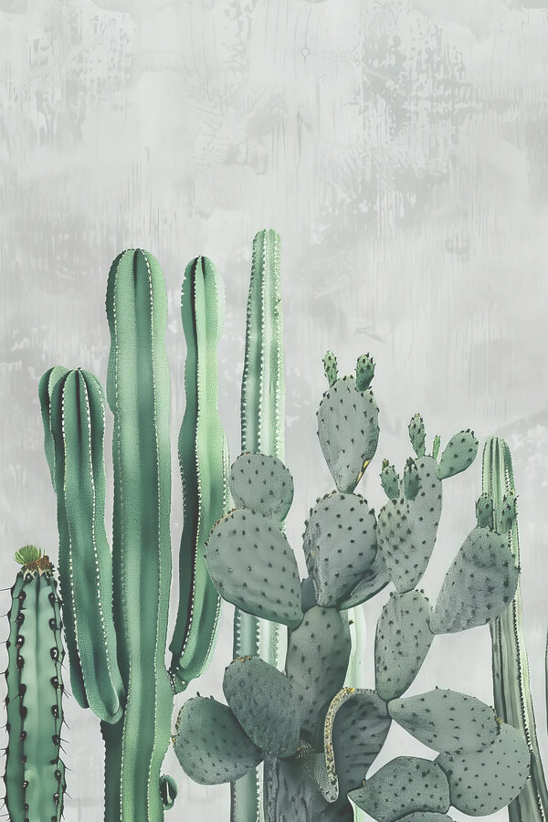 A group of cactuses in a row A group of cactuses in a row