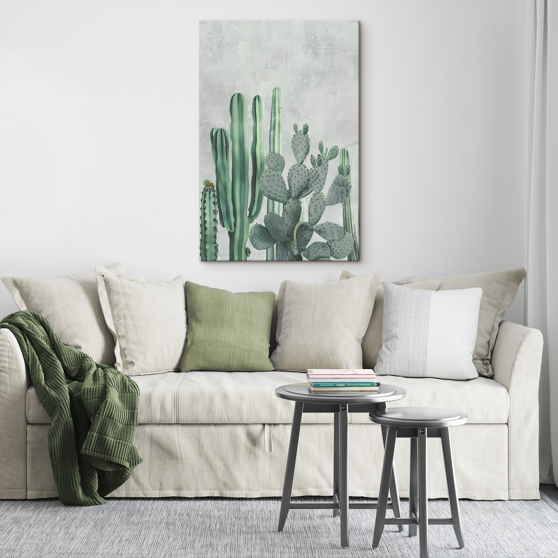 A group of cactuses in a row A group of cactuses in a row