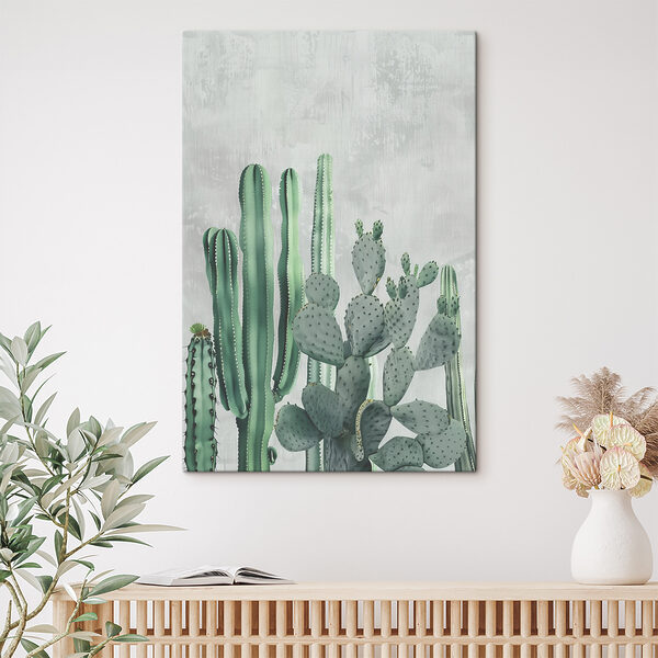 A group of cactuses in a row A group of cactuses in a row