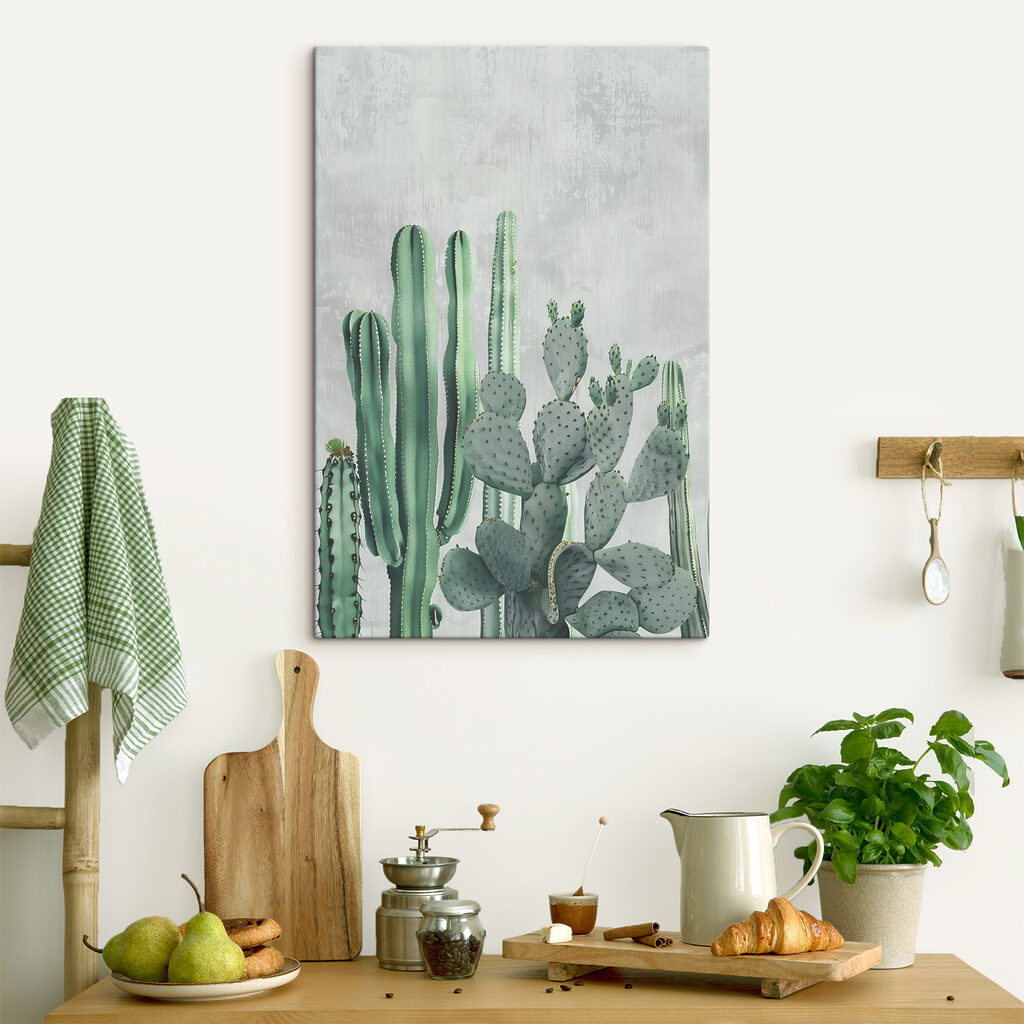 A group of cactuses in a row A group of cactuses in a row