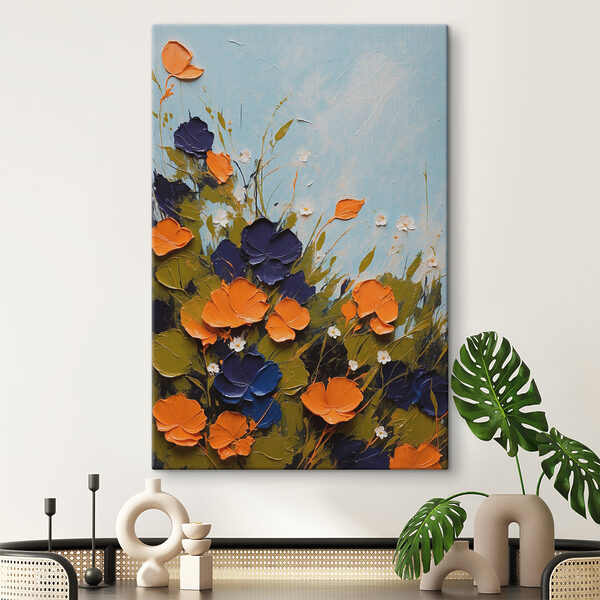 A painting of flowers and leaves