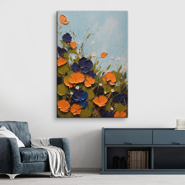 A painting of flowers and leaves