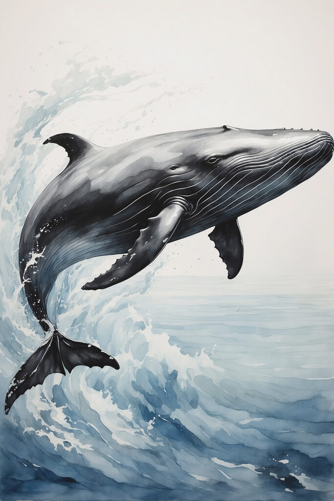 A whale jumping out of the water