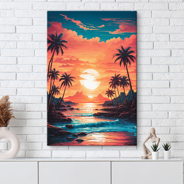 A sunset over a beach A sunset over a beach
