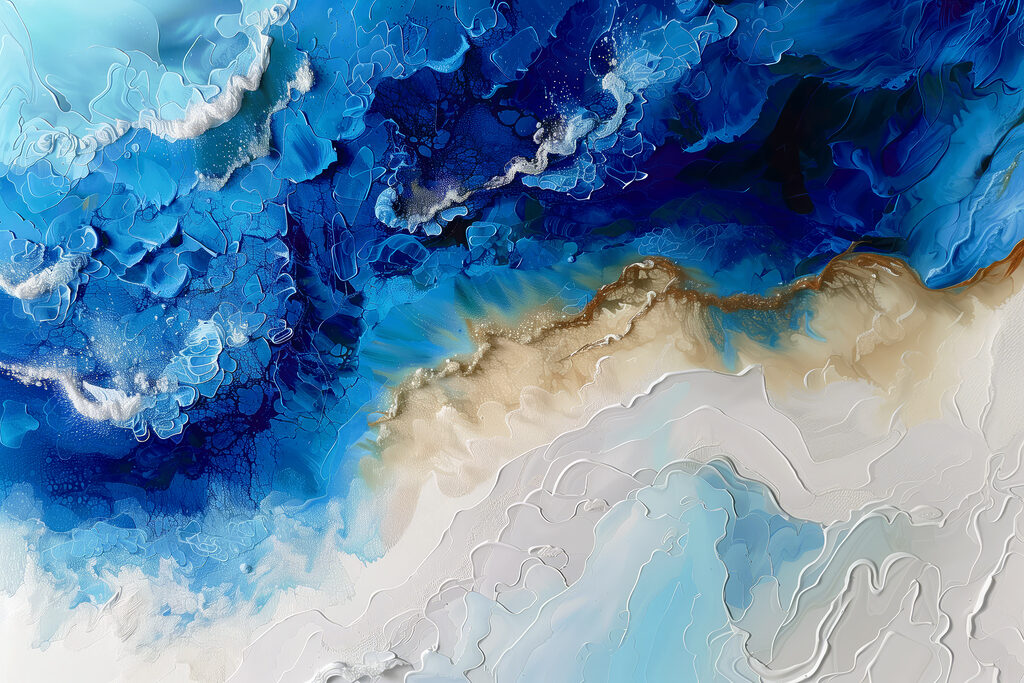 A blue and white painting A blue and white painting