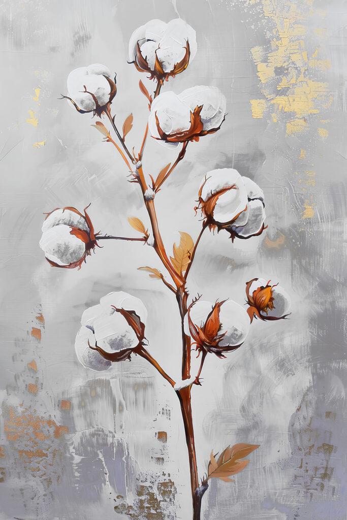 A painting of cotton flowers