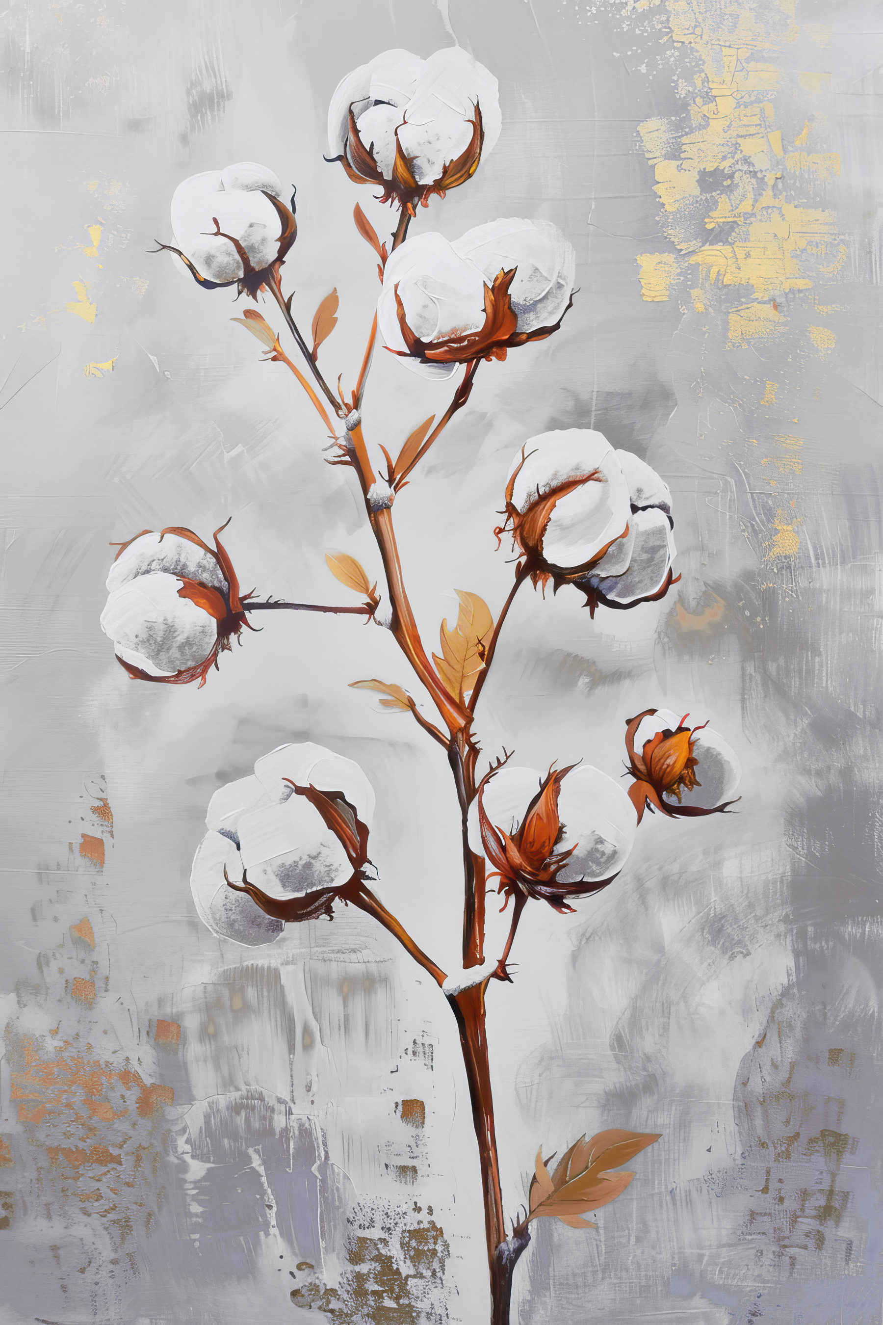 A painting of cotton flowers