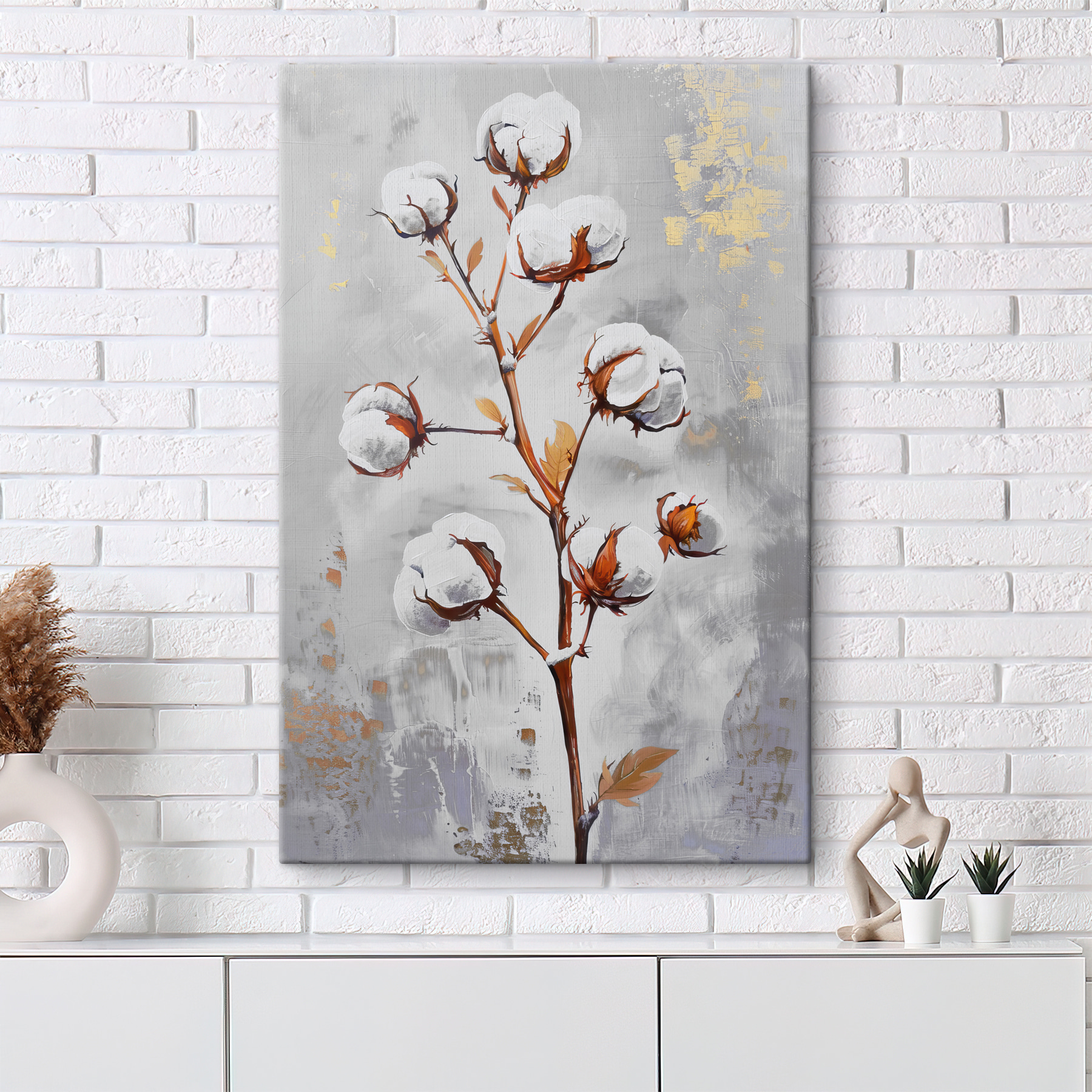 A painting of cotton flowers