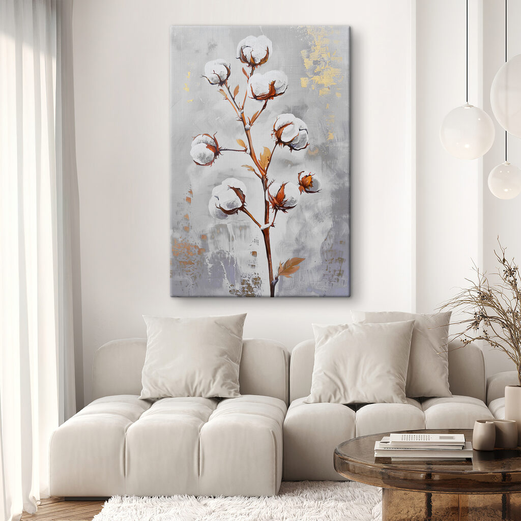 A painting of cotton flowers