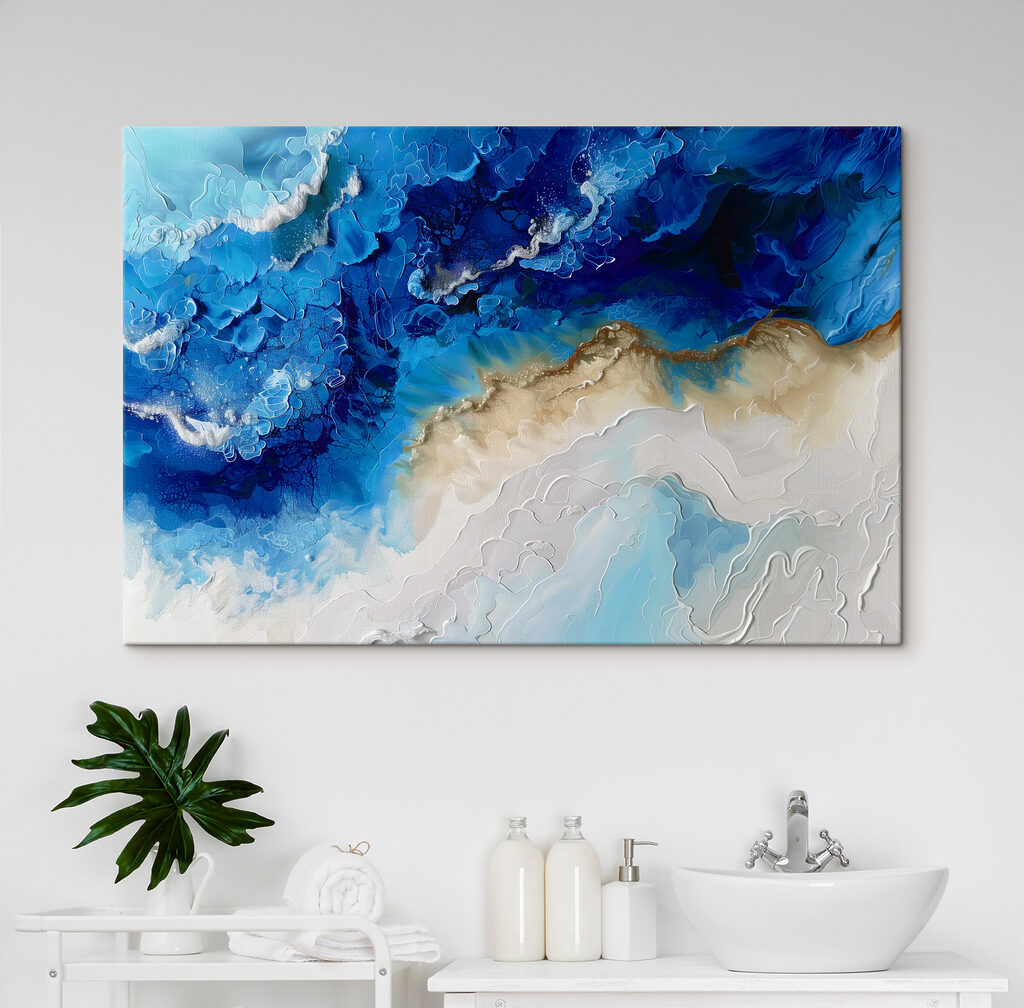 A blue and white painting A blue and white painting