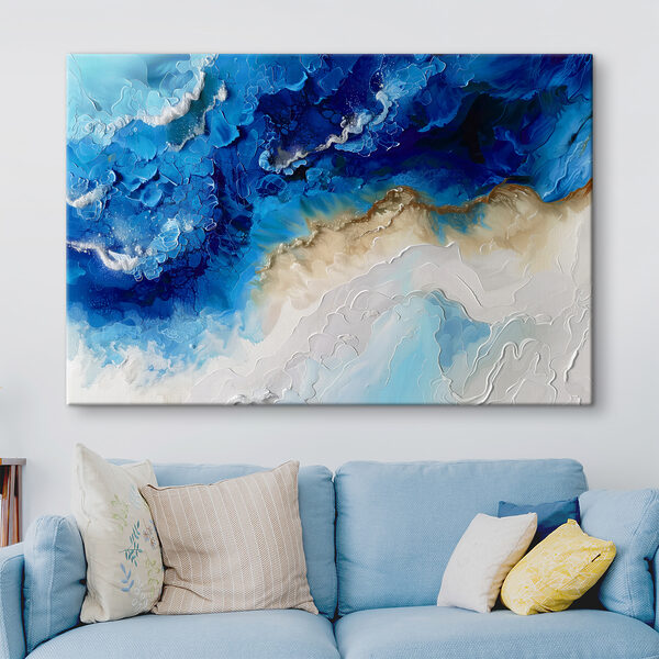 A blue and white painting A blue and white painting