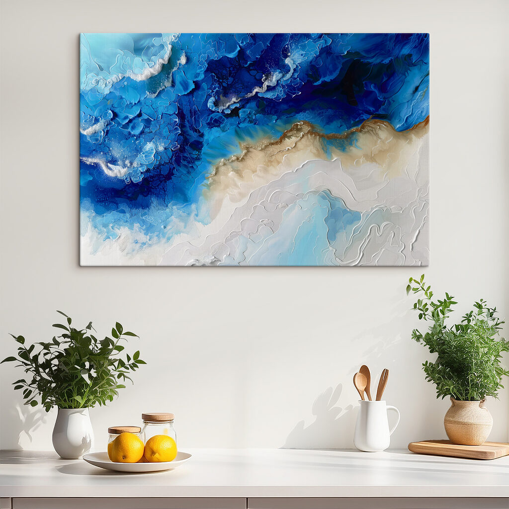 A blue and white painting A blue and white painting