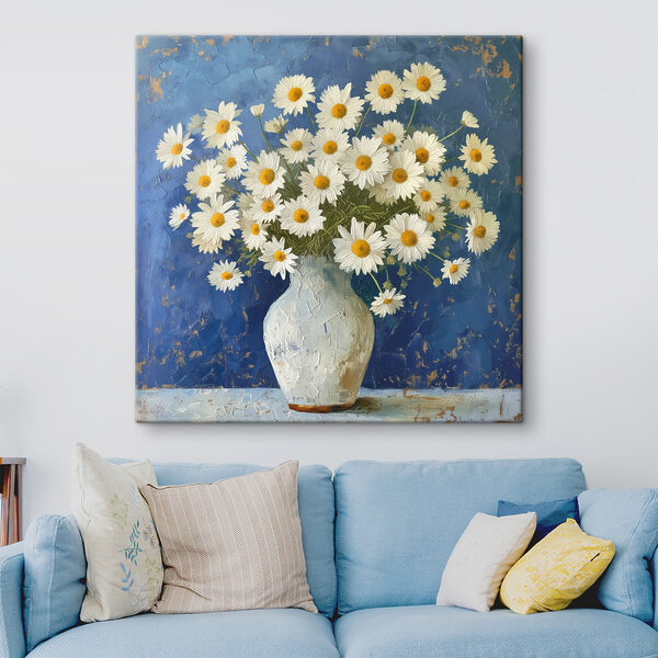 A painting of a vase of flowers