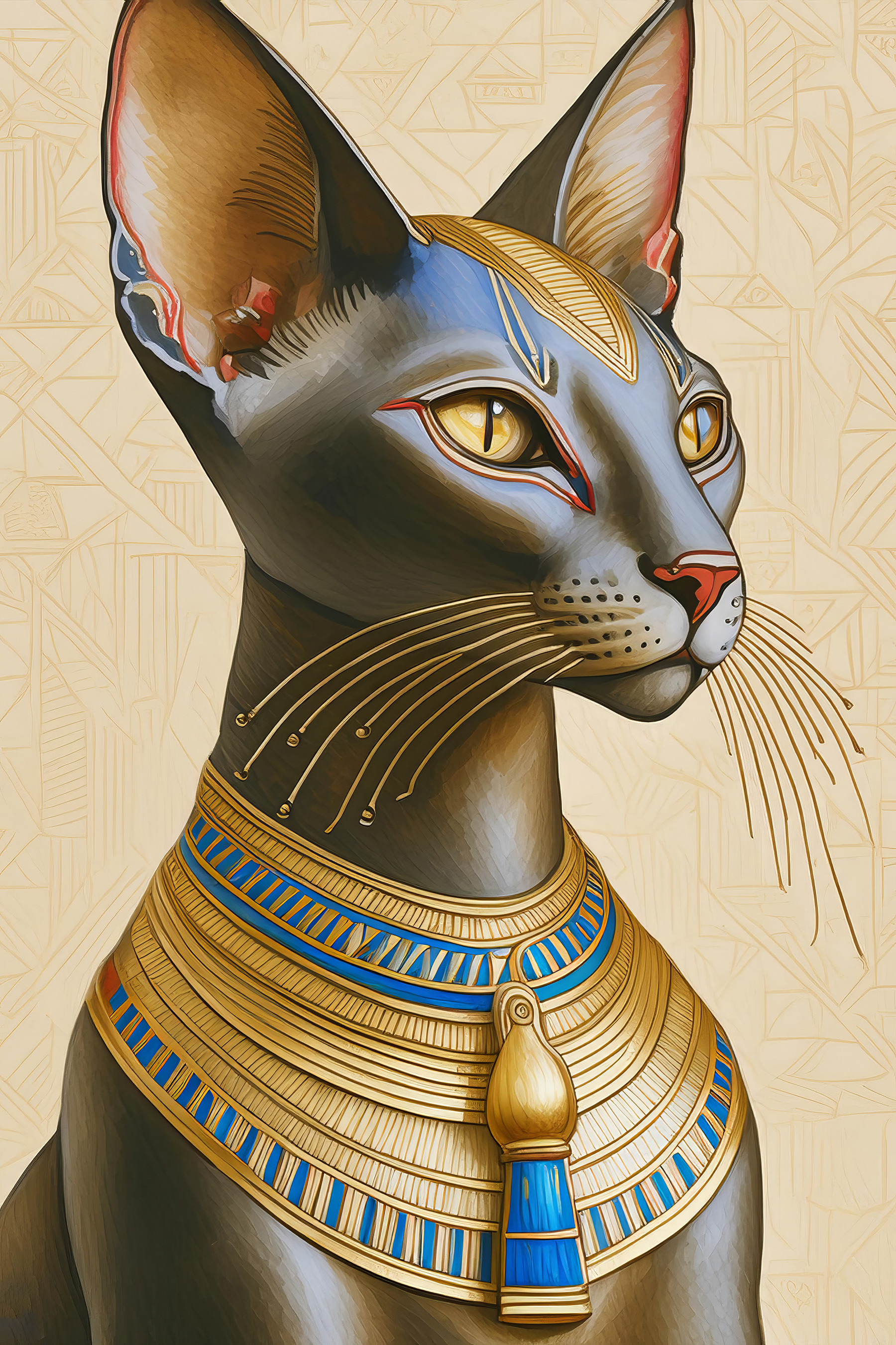 Majestic cat adorned with regal necklace Majestic cat adorned with regal necklace
