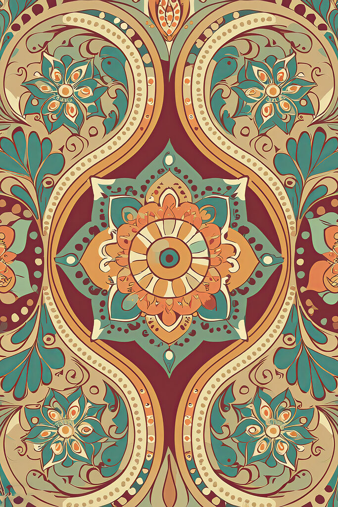 A colorful pattern with flowers