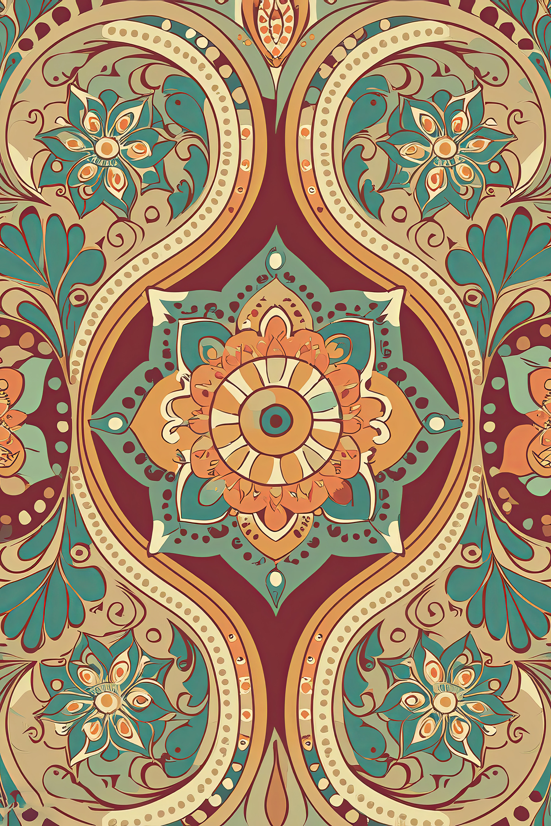 A colorful pattern with flowers