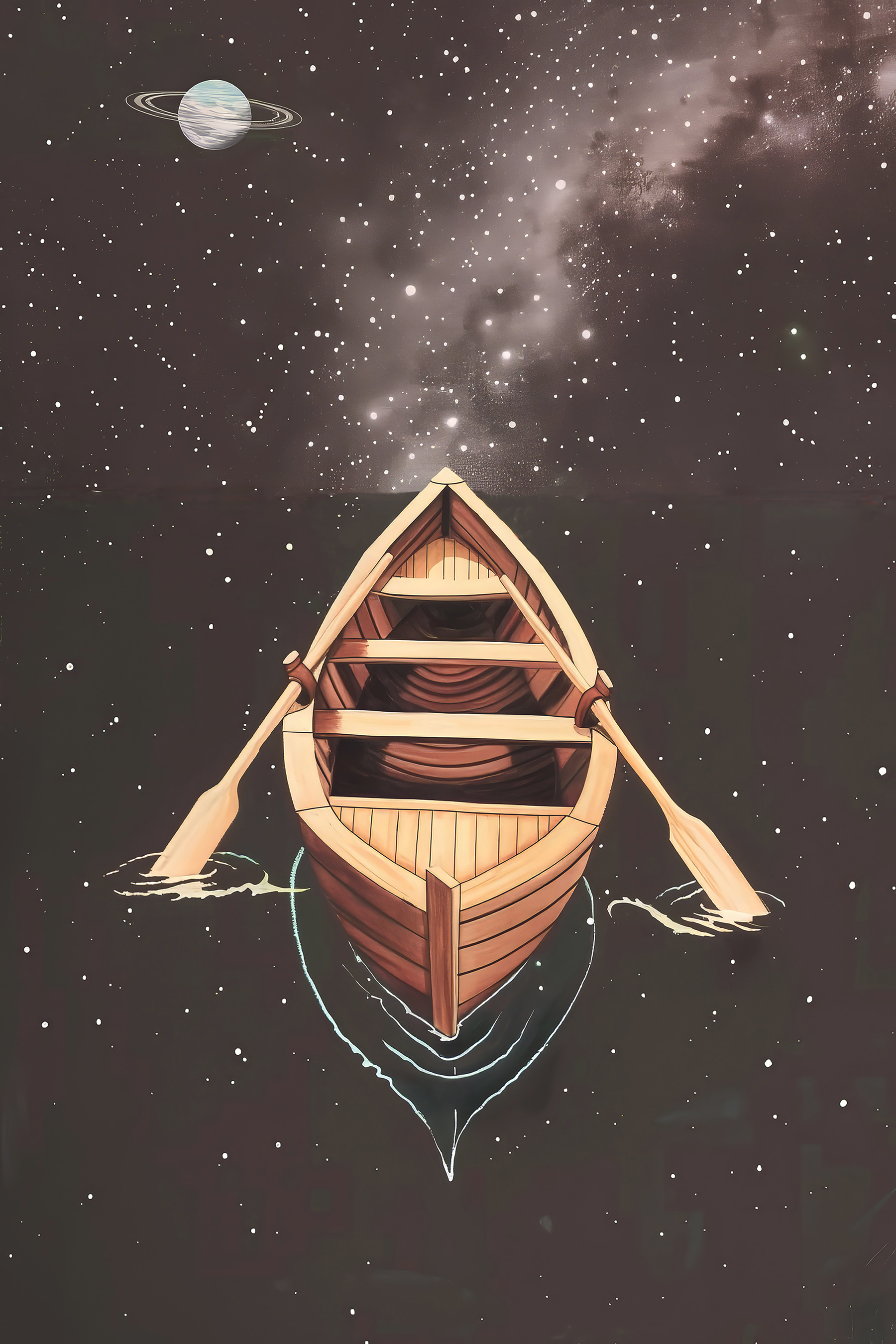 A boat with oars in water