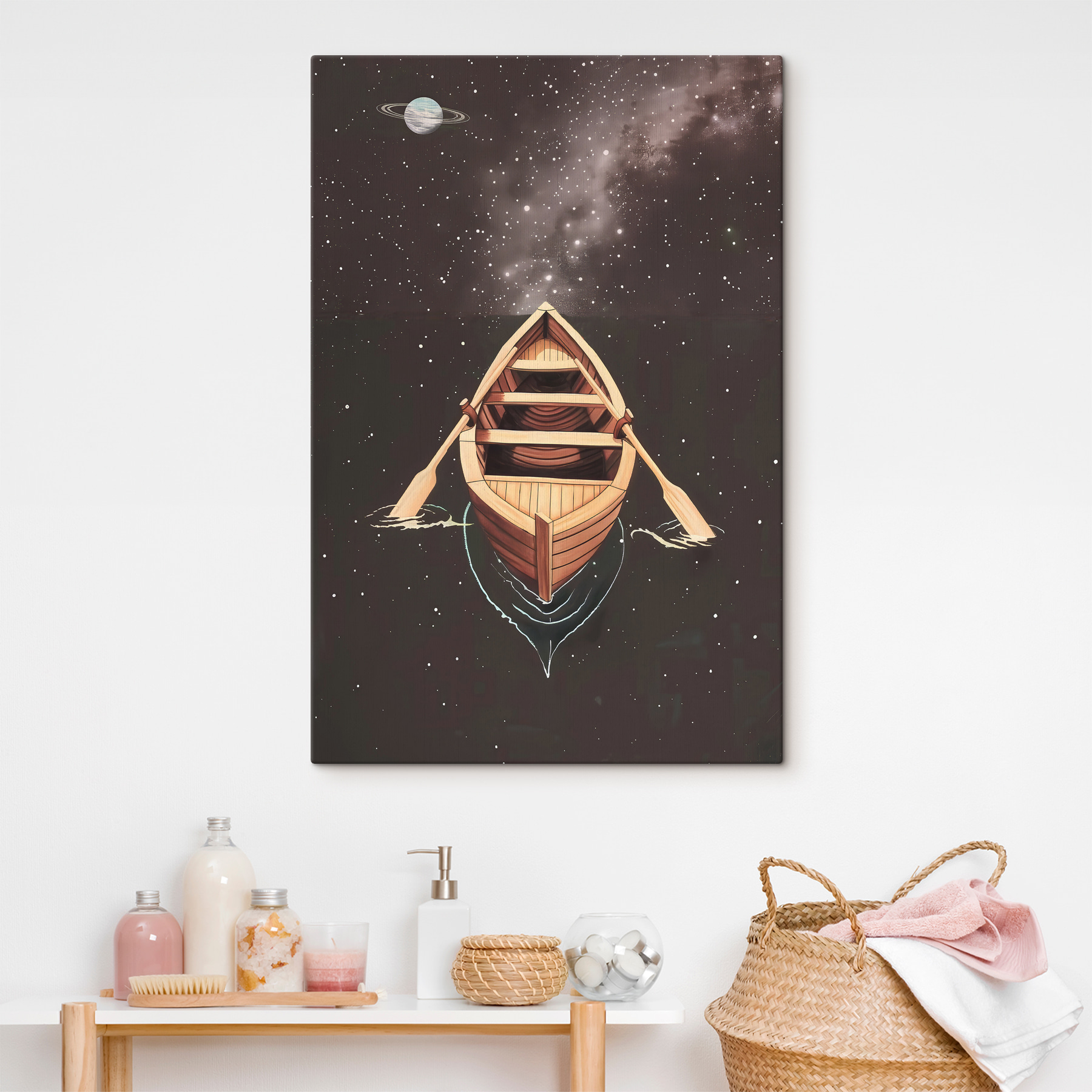 A boat with oars in water