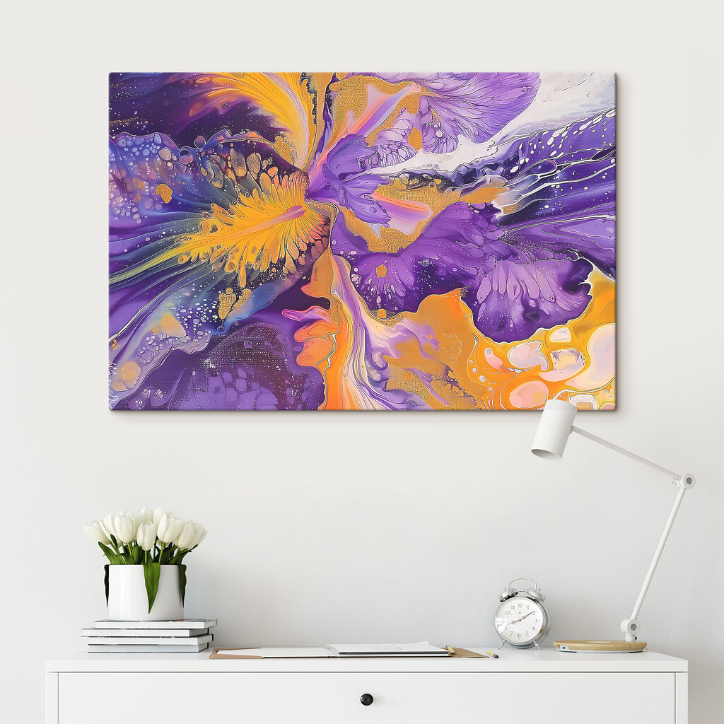 A close up of a painting