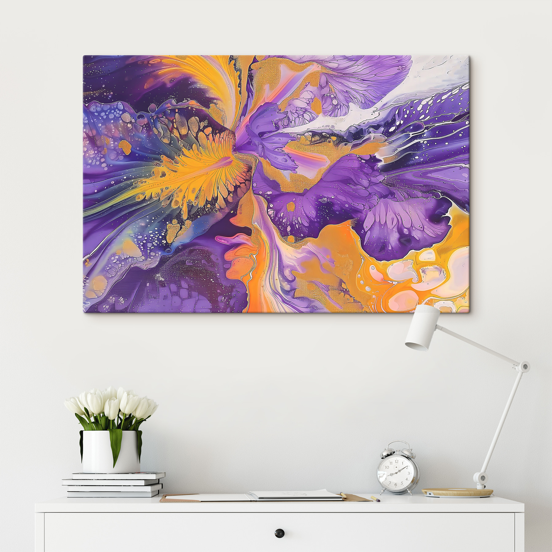 A close up of a painting
